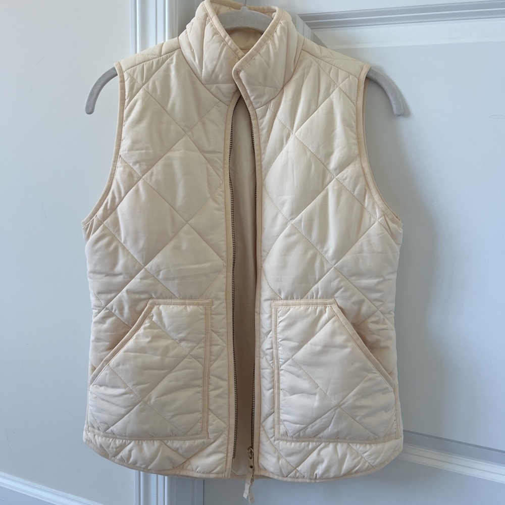 j.crew cream quilted puffer vest